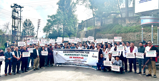 Student leaders during the demonstration organized by NSF in Kohima