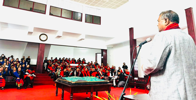 Faggan Singh Kulaste addressing the gathering at Rural Assembly Hall, Ungma village. 