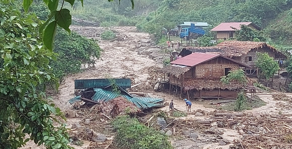 Eleven homes washed away in Lahe