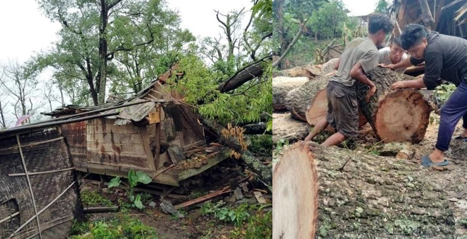 Gusty winds devastate Pongren Village; Granary destroyed, crops lost