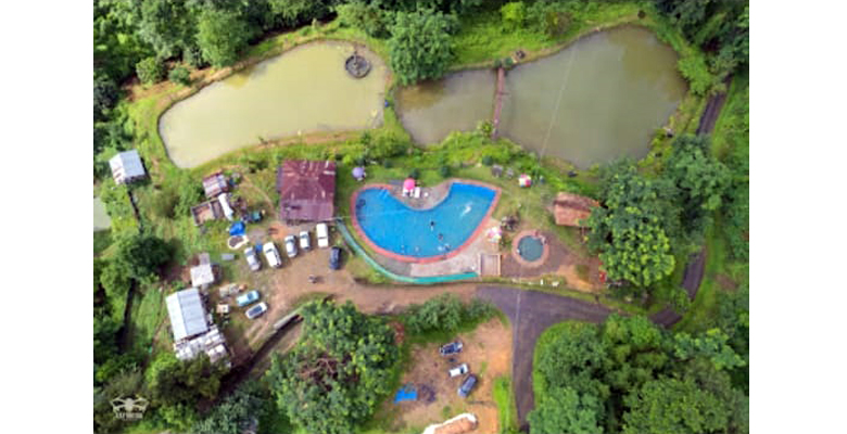 Aerial view of a resort in Yimchalu village, the venue for the 3rd Nagaland Photography Festival 2024