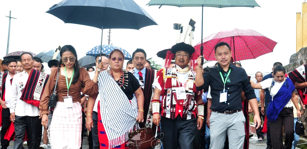 Advisor, IPR, Soil & Water Conservation, Imkong L. Imchen, and others during the Tsungremmung Festival celebration at Khensa Village, Mokokchung on 2nd August 2025. (DPRO Mokokchung)