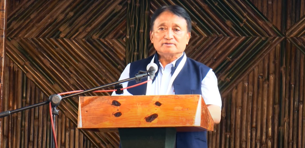 Nagaland Minister Metsubo Jamir addressing the 31st General Conference of the Naga Students’ Federation at Tseminyu on Thursday, August 28.