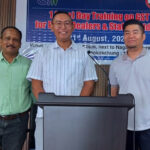 Yanrenthung Yanthan, Assistant Commissioner of State Taxes (centre), with Zeko Mero, Technical Manager, IT Cell (right), and Biju Sarmah, Data Analyst, IT Cell, during the GST training programme in Mokokchung, August 21. (MT Photo)