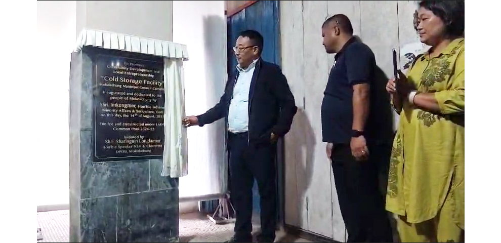 Advisor Imkongmar inaugurating the cold storage facility in Mokokchung