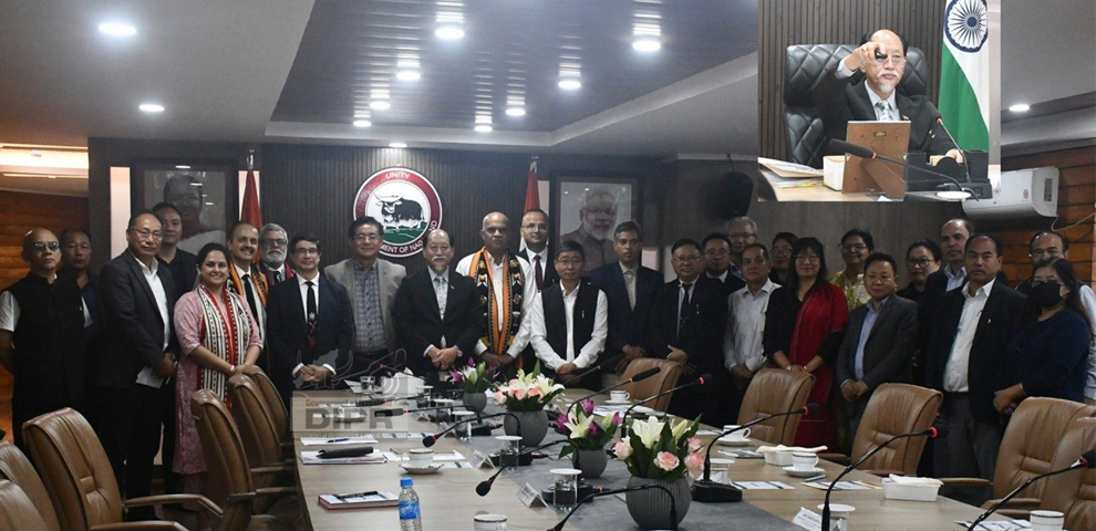 Chief Minister, Dr. Neiphiu Rio with dignitaries at the launching of the Enhancing Landscape and Ecosystem Management (ELEMENT) Nagaland Project at the Chief Minister's Secretariat, Nagaland Civil Secretariat, Kohima on 17th September 2025.(DIPR)