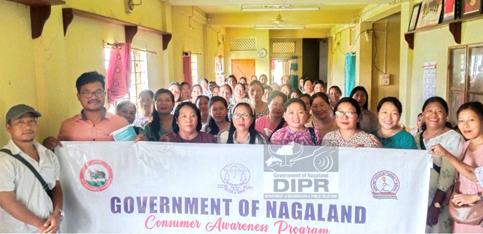 Resource Person, Chief Legal Counsel & Member, District Consumer Forum, N. Mannon, with other officials during the Consumer Awareness Programme held at KNSK Office, Mon, on 30th September 2025. (DPRO Mon)