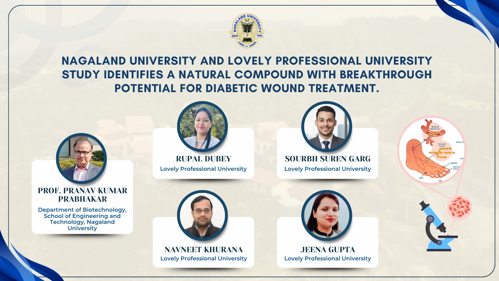 Nagaland University Study identifies natural compound with breakthrough potential for Diabetic Wound treatment