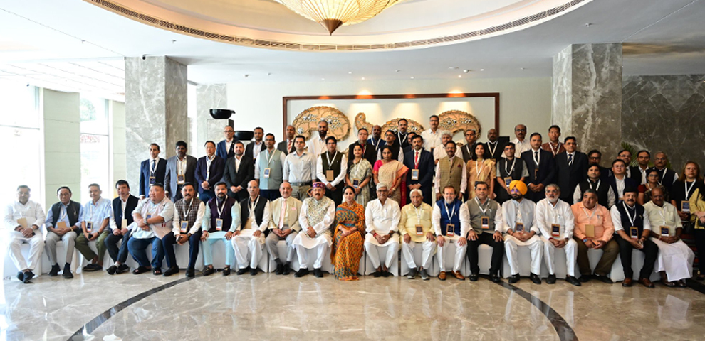 Union Minister for Tourism Gajendra Singh Shekhawat with Tourism Ministers from various States and Union Territories during the two-day State Tourism Ministers’ Meet held in Udaipur, Rajasthan, on October 14–15.