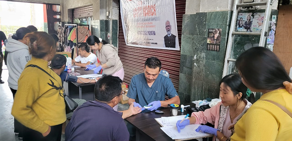 Health Department conducts NCD screening camp under District Level Padyatra in Mokokchung