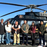 Minister Temjen Imna Along, Advisor to CM, Abu Metha, Chairman Theja Meru and officials during the flagging off of the Aerial Experience helicopter rides for Hornbill Festival 2025 at Lerie Helipad, Kohima on 25th November 2025.