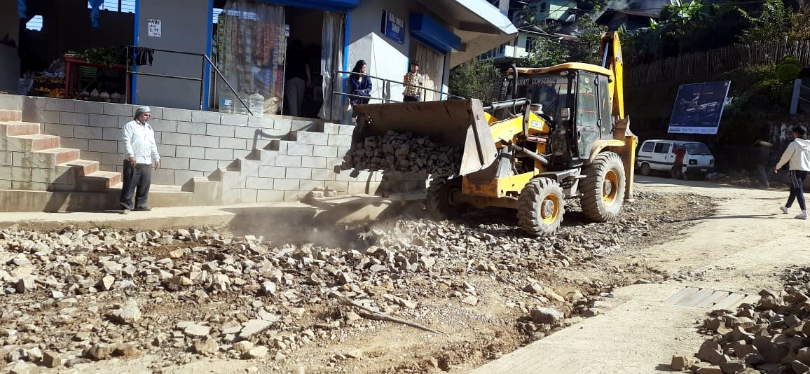 Mokokchung Road restoration work begins between Rotary Junction and IOC Junction