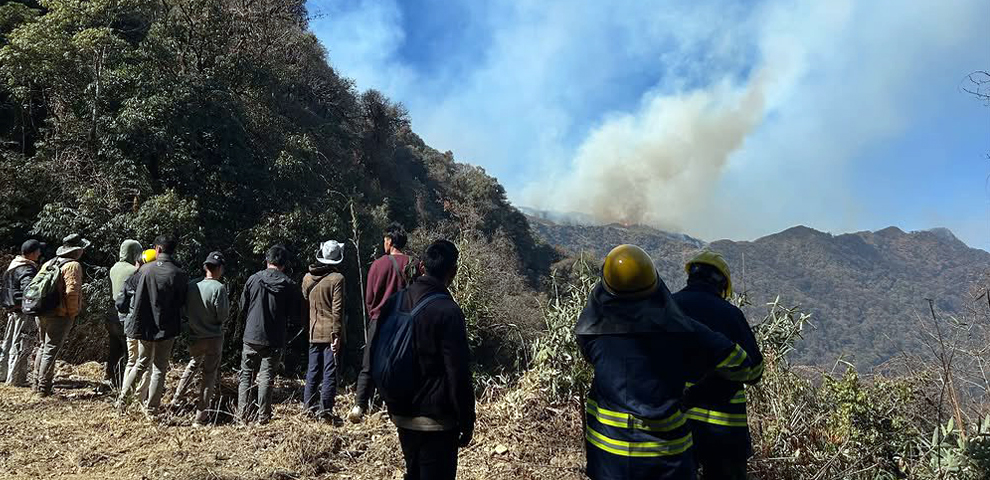 Three-day fire engulfs Dzukou Valley, threatens Manipur Mount Esii