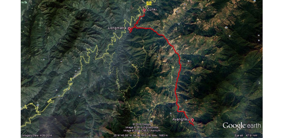 Total 42 km Stretch from Avankur to Longmitra and Tizu