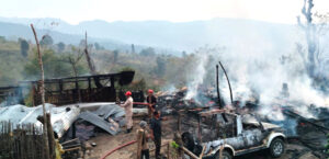 Mokokchung: Fire razes farmhouse and vehicle; owner suffers minor burns; gas cylinder explodes, pet dog dies