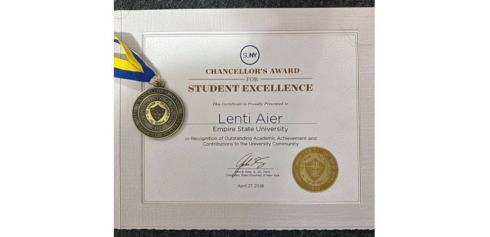 Nagaland’s Lenti Aier receives SUNY 
Chancellor’s highest student honour