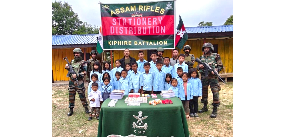 Assam Rifles Distributes Stationery Items to School Children at Sangkhumti Village