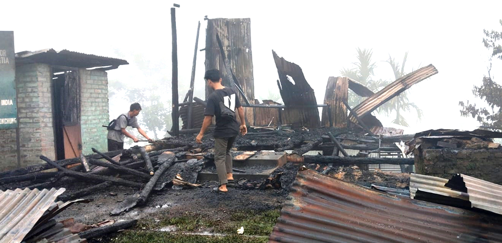 Chungtia Fire destroys building at Longjongkong, New Camp