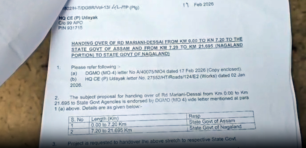 Road transfer proposal in disputed Assam–Nagaland belt triggers protest in Mariani