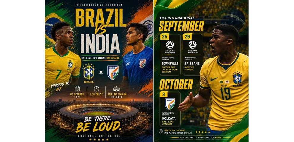 India to face Brazil in international football friendly in Kolkata on Oct 3