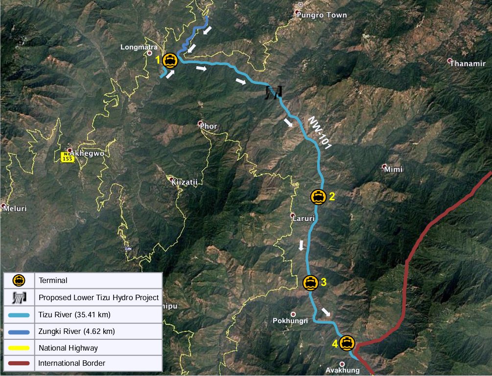 Locations of proposed terminals on River Tizu and Zungki (NW 101)